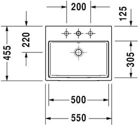 Duravit Einbauwaschtisch VERO AIR m ÜL HLB 550x455mm 3 Hahnlöcher weiß