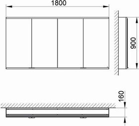 Keuco Spiegelschrank ROYAL MODULAR 2.0 Breite 1800mm Höhe 900mm Tiefe 160mm