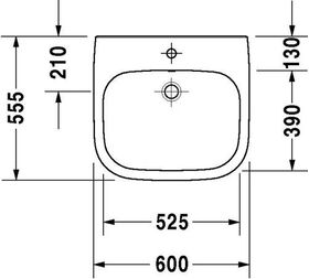 Duravit Waschtisch D-CODE VITAL m ÜL HLB 600x550mm 1 Hahnloch weiß