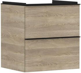 HG Waschtischunterschrank Xelu Q 580x605x475mm Ei natur Griff mattschwarz