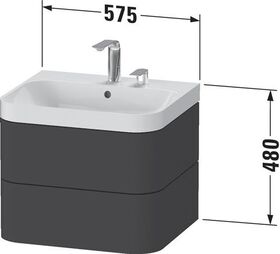 Duravit Waschtischset HAPPY D.2 PLUS 575x490mm ohne Hahnloch weiß seidenmatt