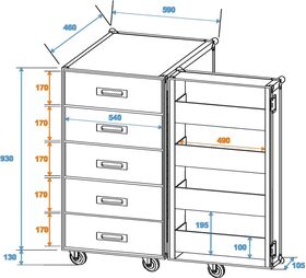 ROADINGER Universal-Schubladen-Case TSF-1 mit Rollen