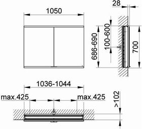 Keuco Spiegelschrank ROYAL MODULAR 2.0 Breite 1050mm Höhe 700mm Tiefe 120mm