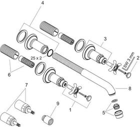 3-Loch Waschtischarmatur AXOR MONTREUX DN 15 UP f Wd-mon polished black chrome