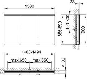 Keuco Spiegelschrank ROYAL MODULAR 2.0 Breite 1500mm Höhe 900mm Tiefe 120mm