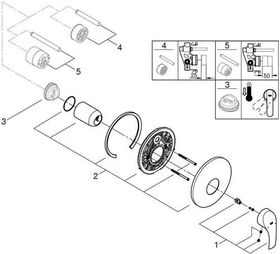 Grohe Einhand-Brausebatterie EUROSMART Fertigmontageset f 35501 chr