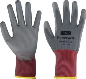 Handschuh Workeasy 13G GY PU 1 Gr.9 grau/rot EN 388 PSA II HONEYWELL - VPE: 10