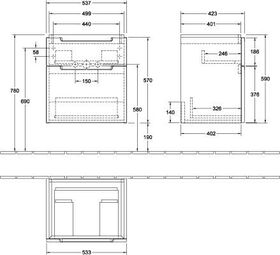 V&B Waschtischunterschrank SUBWAY 2.0 f Waschtische 537x590x423mm Glossy White