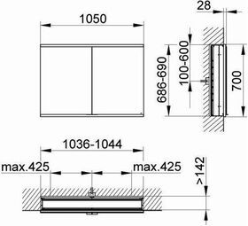 Keuco Spiegelschrank ROYAL MODULAR 2.0 Breite 1050mm Höhe 700mm Tiefe 160mm