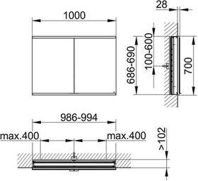 Keuco Spiegelschrank ROYAL MODULAR 2.0 Breite 1000mm Höhe 700mm Tiefe 120mm