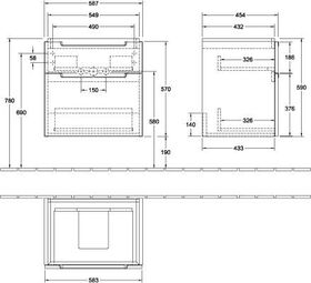 V&B Waschtischunterschrank SUBWAY 2.0 f Waschtische 587x590x454mm Glossy Grey