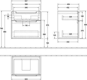 V&B Waschtischunterschrank SUBWAY 2.0 f Waschtische 637x590x454mm Glossy Grey