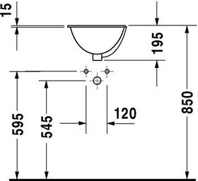 Duravit Einbauwaschtisch ARCHITEC BALI m ÜL o HLB d= 335mm ohne Hahnloch weiß