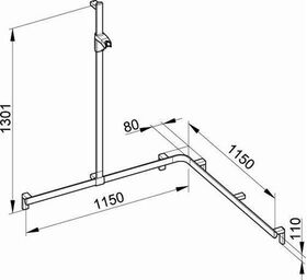 Keuco Duschhandlauf AXESS links verchromt 1140/1140/1300mm