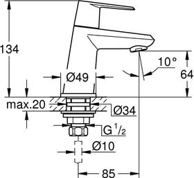 Grohe Standventil EURODISC C XS-Size chr