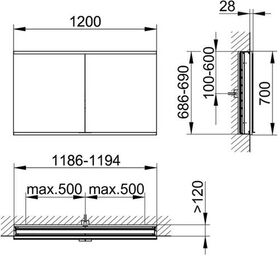 Keuco Spiegelschrank ROYAL MODULAR 2.0 Breite 1200mm Höhe 700mm Tiefe 120mm