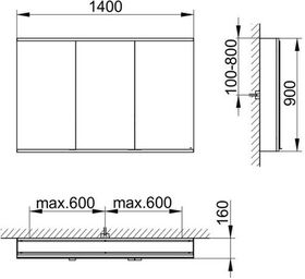 Keuco Spiegelschrank ROYAL MODULAR 2.0 Breite 1400mm Höhe 900mm Tiefe 160mm