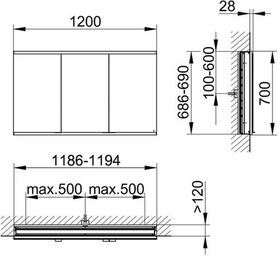 Keuco Spiegelschrank ROYAL MODULAR 2.0 Breite 1200mm Höhe 700mm Tiefe 120mm