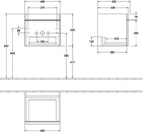 V&B Waschtischunterschrank VENTICELLO 466x420x426mm Griff chr Glossy White