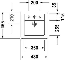 Duravit Einbauwaschtisch STARCK 3 m ÜL HLB 480x465mm geschli 1 HL weiß WG