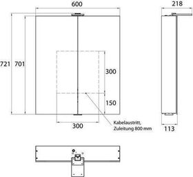 Emco LED-Lichtspiegelschr. FLAT 2 STYLE AP 600x721mm 2-tü m Aufsatzstrahler Alu