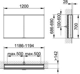 Keuco Spiegelschrank ROYAL MODULAR 2.0 Breite 1200mm Höhe 700mm Tiefe 160mm