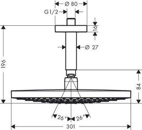 HG Kopfbr RAINDANCE SELECT S 300 2jet mit Deckenanschluss 100mm weiß/chrom