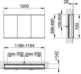 Keuco Spiegelschrank ROYAL MODULAR 2.0 Breite 1200mm Höhe 700mm Tiefe 160mm