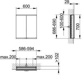 Keuco Spiegelschrank ROYAL MODULAR 2.0 Breite 600mm Höhe 700mm Tiefe 120mm