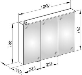 Keuco Spiegelschrank ROYAL L1 Vorb 1000x742x150mm 2 Schubk si-gb-. A++