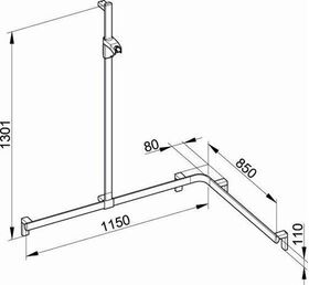 Keuco Duschhandlauf AXESS links silber-eloxiert 1140/840/1300mm