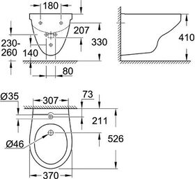 Grohe Wandbidet BAU KERAMIK 1 HL m ÜL awe