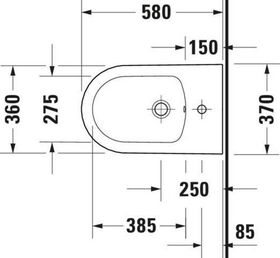 Duravit Stand-Bidet WHITE TULIP back to wall m ÜL m HLB 1 Hahnloch weiß