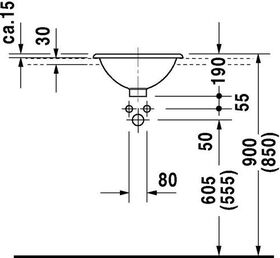 Duravit Einbauwaschtisch ARCHITEC m ÜL o HLB d= 400mm ohne Hahnloch weiß