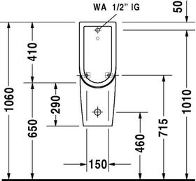 Duravit Urinal STARCK 3 RIMLESS 245x300mm Zul v hinten ohne Fliege weiß