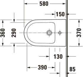 Duravit Stand-Bidet D-NEO back to wall m ÜL m HLB 1 Hahnloch weiß