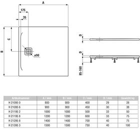 Laufen Duschwannen-Set LAUFEN PRO vormontiert 1000x1000x33mm weiß