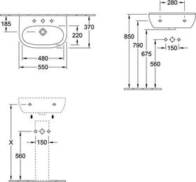 V&B Waschtisch Compact O.NOVO 550x370mm mit ÜL we