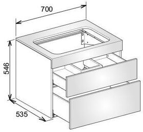 Keuco Waschtischunterbau EDITION 400 700x546x535mm o HL-Boh NB