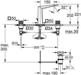 Grohe 3L-WT-Batterie ALLURE BRILLIANT Knopf/Kubus Rändelstruktur supersteel