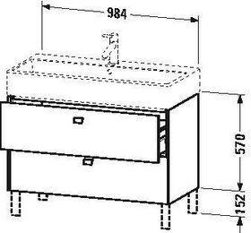 Duravit Waschtischunterbau BRIOSO Gri Frontfarbe 570x984x459mm betongr ma