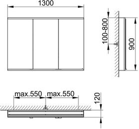 Keuco Spiegelschrank ROYAL MODULAR 2.0 Breite 1300mm Höhe 900mm Tiefe 120mm