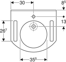 Geberit Waschtisch PUBLICA 600x550mm m HL o ÜL m Ausschnitten z Fes