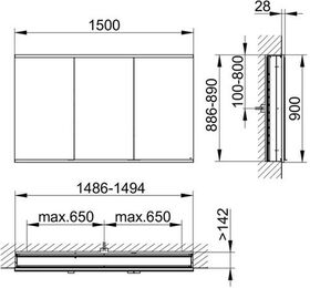 Keuco Spiegelschrank ROYAL MODULAR 2.0 Breite 1500mm Höhe 900mm Tiefe 160mm