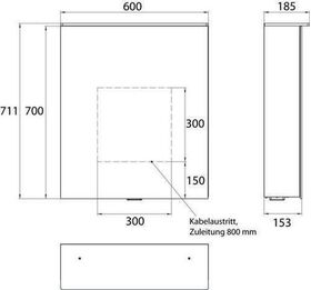 Emco LED-Lichtspiegelschr. PURE 2 DESIGN AP 600x711mm 1-tü m Lichtsegel Aluminiu
