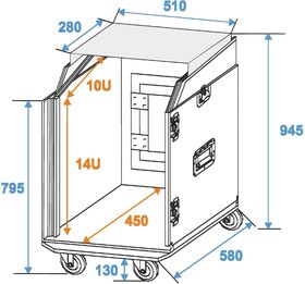 ROADINGER Spezial-Kombi-Case LS5 Laptop-Rack, 14HE