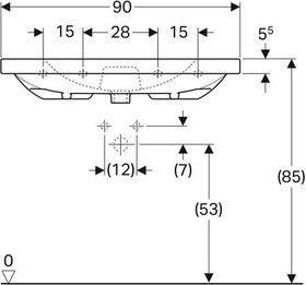 Geberit Waschtisch ACANTO 900x482mm m Abl. u ÜL ohne Hahnloch weiß