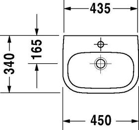 Duravit Handwaschbecken D-CODE MED o ÜL m HLB 450x340mm ohne Hahnloch weiß