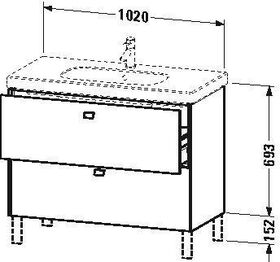 Duravit Waschtischunterbau BRIOSO Griffe Frontfarbe 693x1020x469mm grap ma