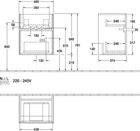 V&B Handwaschbeckenunterschrank COLLARO 460x546x374mm Glossy White